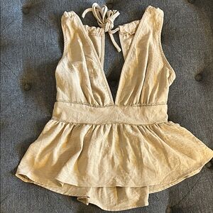 Beige tank flowy Peplum Top